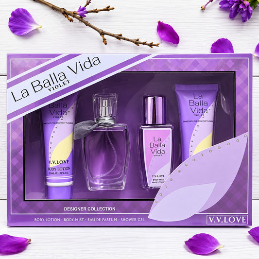 SET DE PERFUMES LA BALLA VIDA VIOLET V.V LOVE